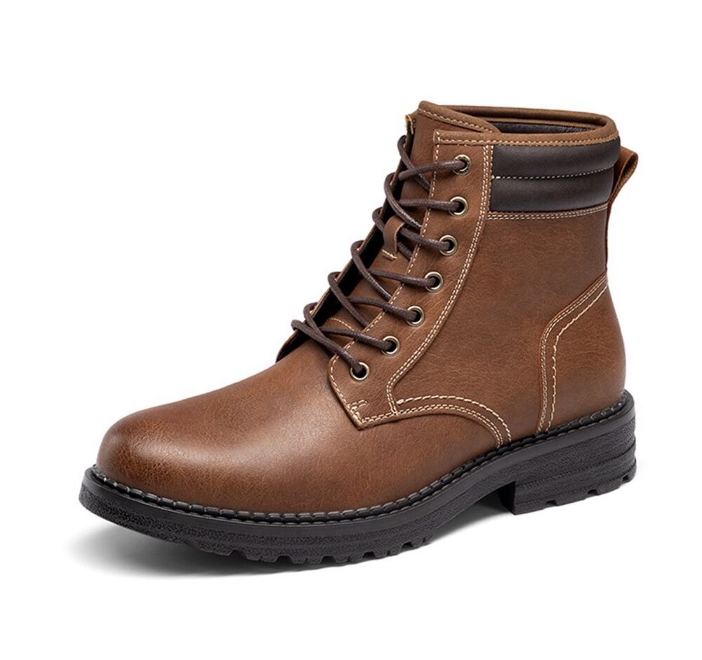 Bruno Marc Men’s Durable Lace-Up Lug Boots Brown Size 12